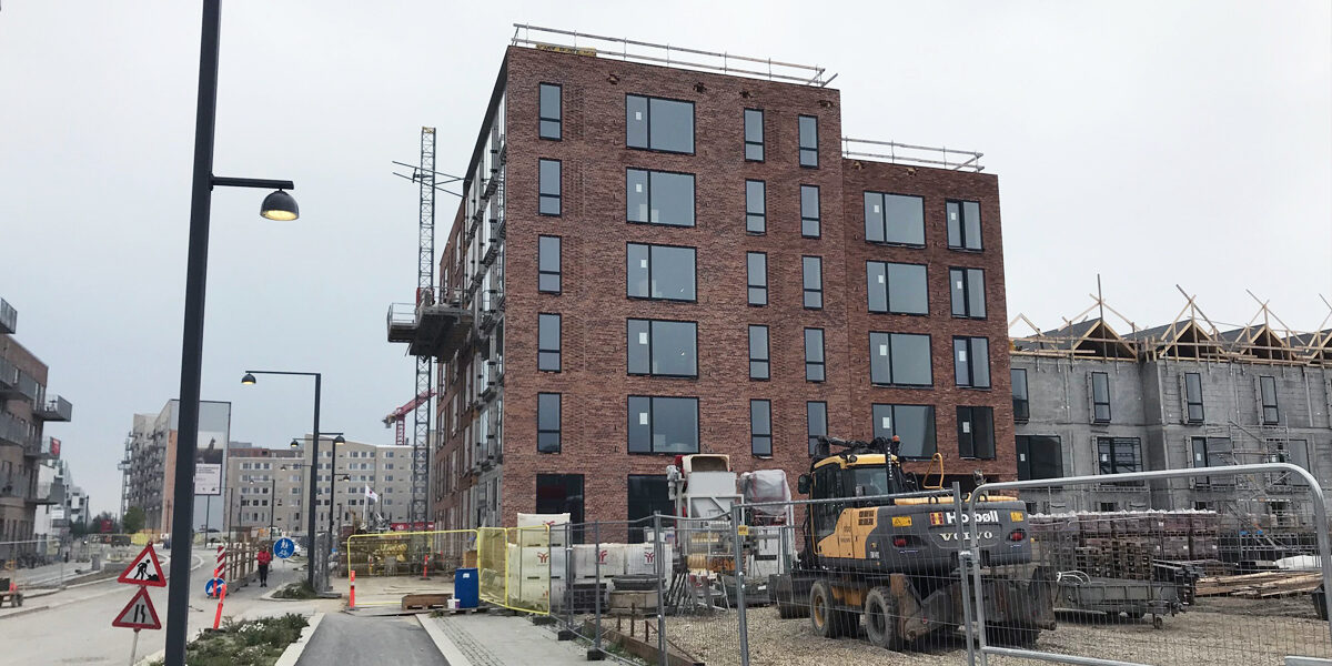 An apartment building is under construction